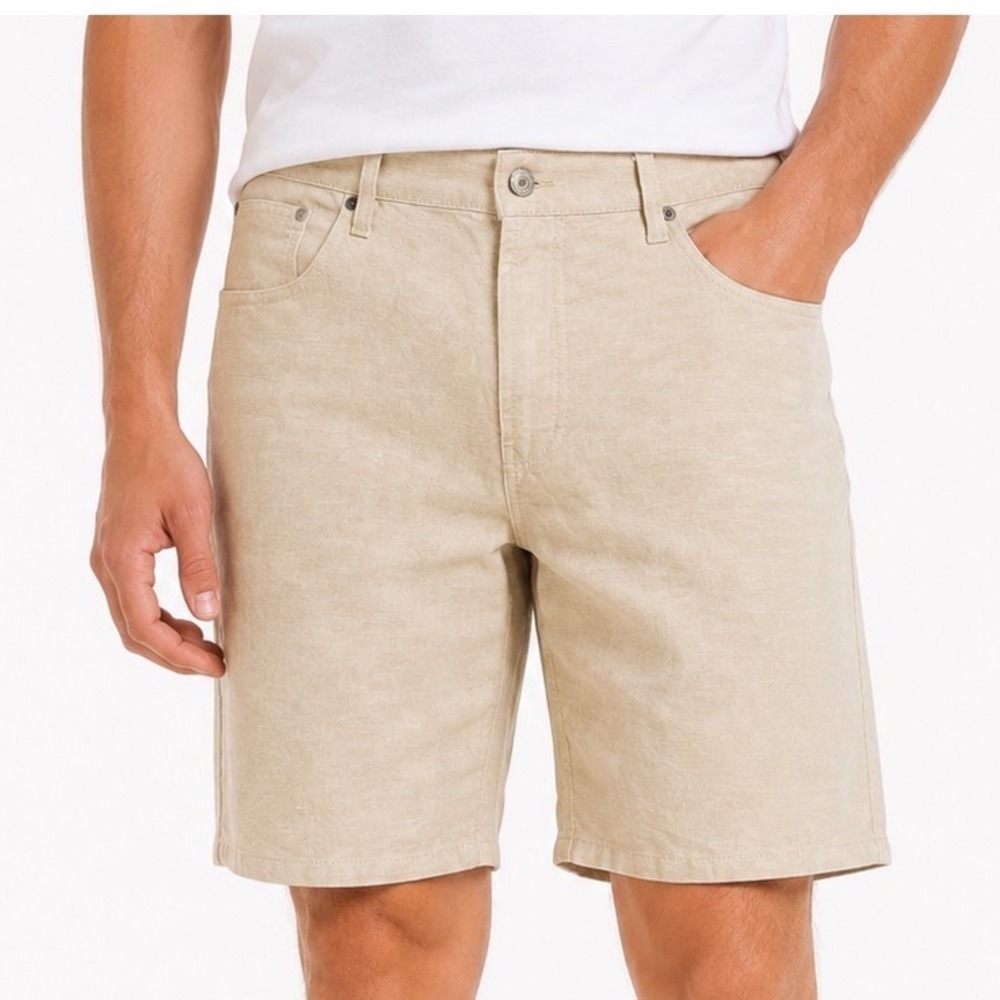 Lucky‎ Brand Mens Lucky Linen Shorts Beige Tan Size 33 NWT 151272 MOON059